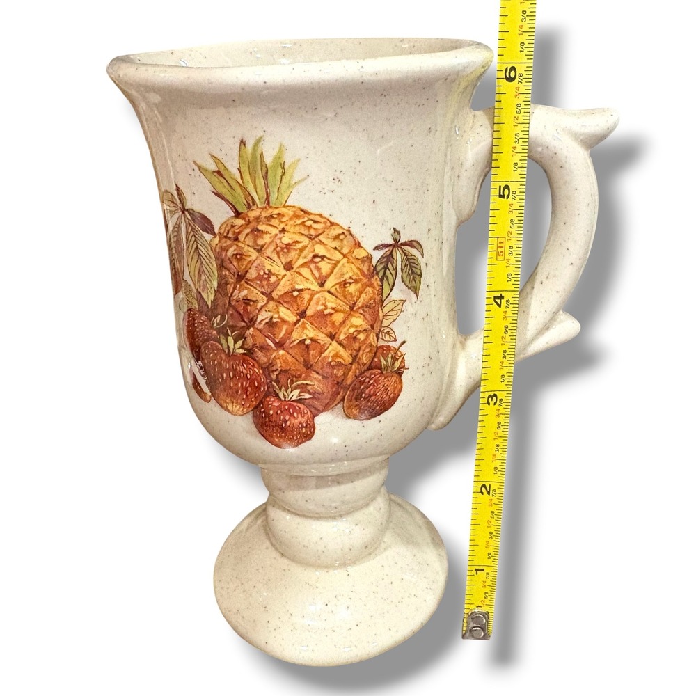 Vintage McCoy Speckled Stoneware Fruit Harvest Footed Pedestal Mugs Set of 6 - Picture 12 of 13